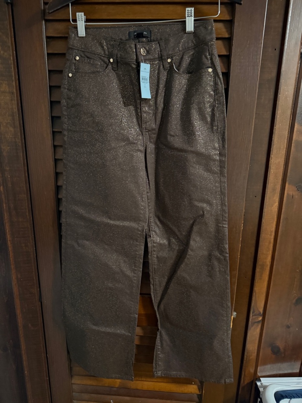 Ann Taylor Metallic Brown Wide-Leg Pants